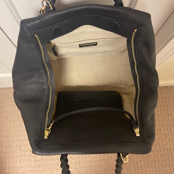 Tory Burch half moon satchel with braided handles - Picture 2 of 3